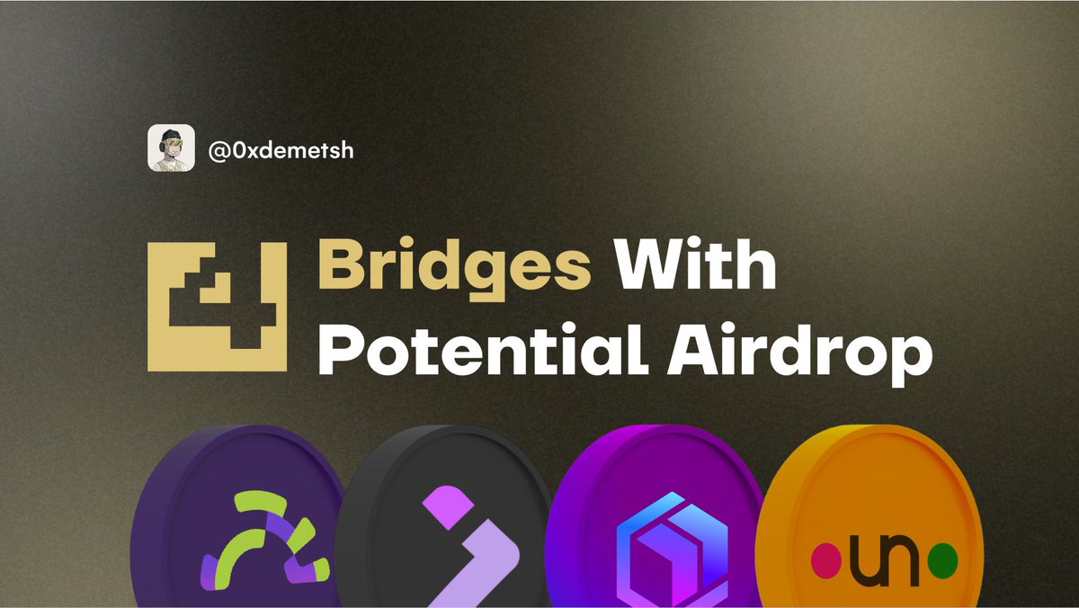 The cost of cross-chain bridging will humble even the most liquid person in this space!

This thread will help you reduce bridging costs by 90% while positioning for a possible airdrop...

Here are 4 bridges with Airdrop potential...

🚨Read 🧵 👇