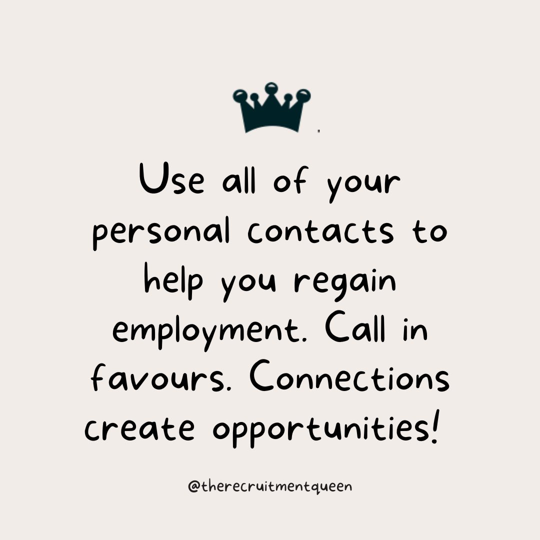 Call in favours! Connections create opportunities. Contact us for more info. #tupee #redundancy #unemployment #advice #layoffs #jobadvice #unemployedlife #jobs #gethired #foryou