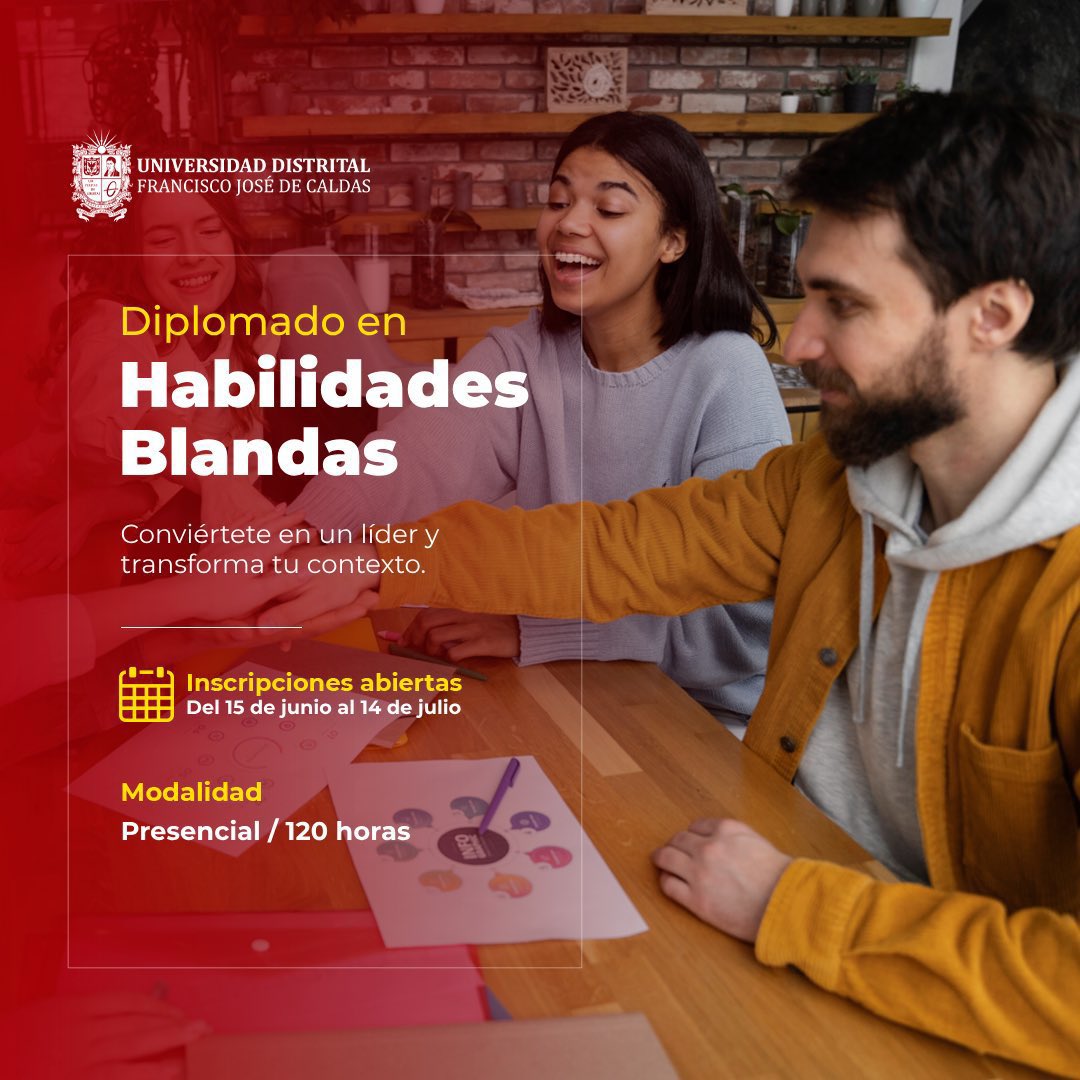 #CursosUD || 📷 ¿Qué esperas para ser parte del Diplomado en Habilidades Blandas?
Podrás adquirir habilidades en comunicación efectiva y liderazgo.
Información 📷 acortar.link/CNJLlJ