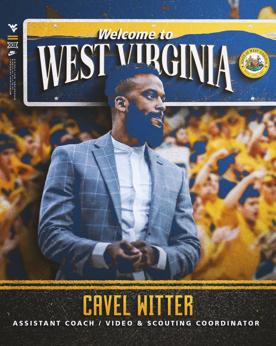 WVU Men's Basketball (@wvuhoops) on Twitter photo Welcome to Almost Heaven, <a href="/CoachVel/">cavel witter</a>!
Witter will serve as an assistant coach/video & scouting coordinator.
š tinyurl.com/22oepcdu
#HailWV Welcome to Almost Heaven, <a href="/CoachVel/">cavel witter</a>!
Witter will serve as an assistant coach/video & scouting coordinator.
š tinyurl.com/22oepcdu
#HailWV