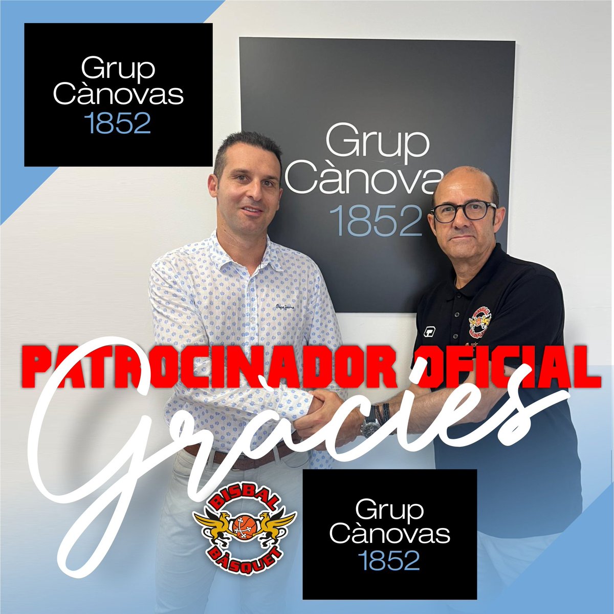 bisbalbasquet's tweet photo. 🤝✍🏼✔️ NOU PATROCINADOR OFICIAL

GRUP CÀNOVAS 1852 es converteix en nou patrocinador oficial del @bisbalbasquet a #LEBPlata #2aFEB 

Estem molt contents que us sumeu al nostre Projecte!!!

GRUP CÀNOVAS 1852 ASSESSORIA INTEGRAL 

172 anys assessorant a les persones, les empreses i les institucions. 

Compromesos amb la cultura, l’esport i amb el @bisbalbasquet

#Juntshofarempossible #2aFEB #sponsor #laBisbal #bàsquet