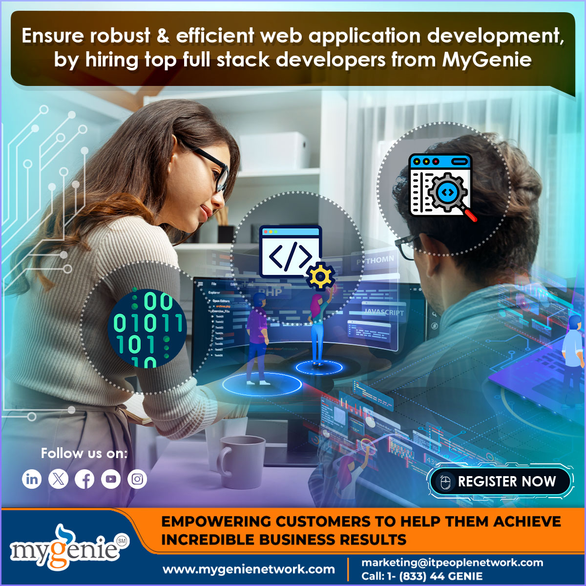 mygenienetwork's tweet image. Find & hire top full stack developers from MyGenie for robust and efficient results.
Register as โEmployerโ now: mygenienetwork.com/RegistrationPaโฆ
Follow MyGenie on LinkedIn: linkedin.com/company/mygeniโฆ
mygenienetwork.com
#fullstackdevelopers #webapplication #Developers #Technology