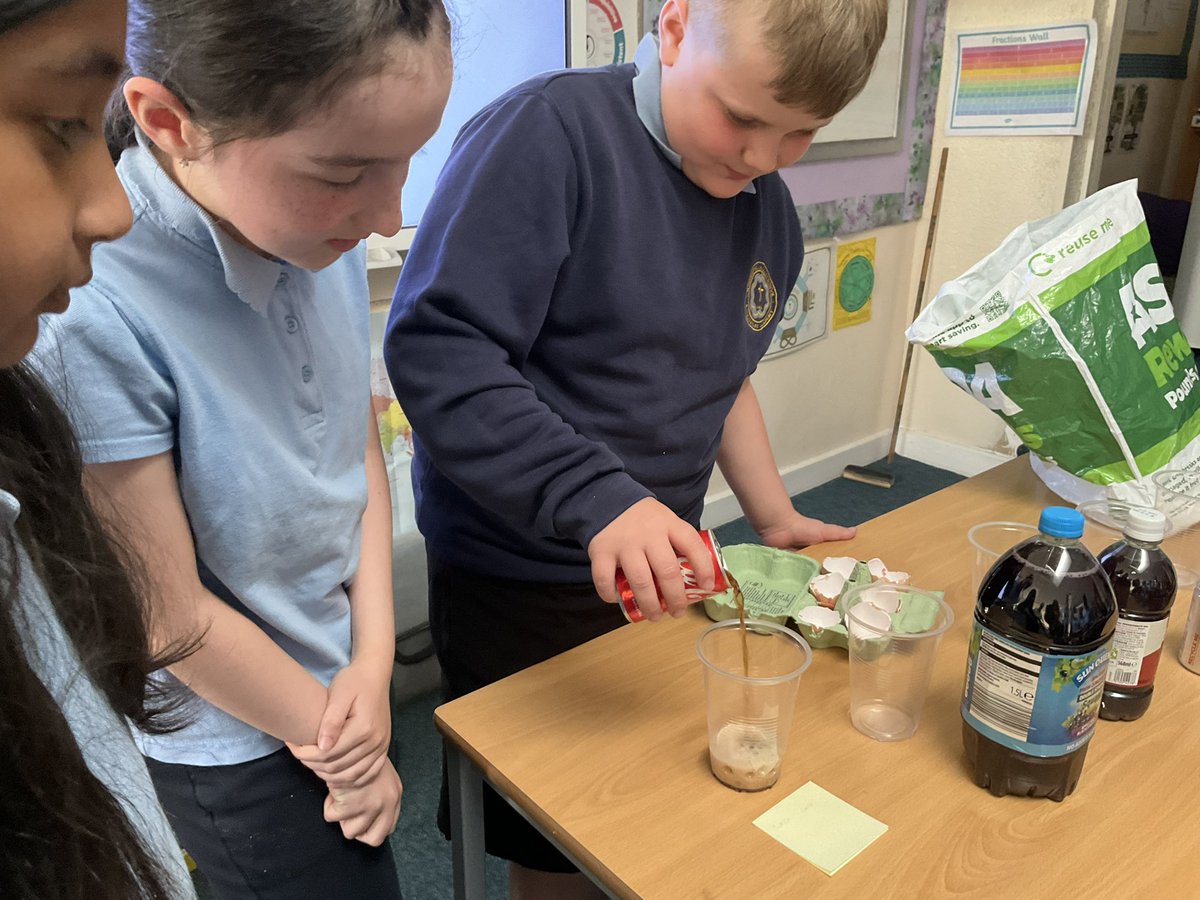 StBernardsep's tweet photo. Team 4 have set up an experiment to test how different drinks can impact our teeth. We have used eggs shells to represent our tooth enamel. Which liquid do you think will cause the most/least damage? We can’t wait to observe the changes over the next week. #stbScience https://t.co/fOIjVgdBQr