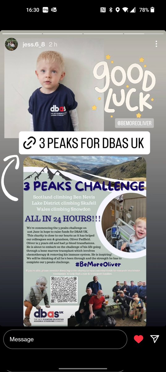 Some of our <a href="/JessicaPadfield/">Jess</a>  friends from <a href="/merseyrail/">Merseyrail</a> are doing the Three Peaks Challenge.

They are raising funds for an amazing charity <a href="/DBA_UK/">DBAS UK</a> who do so much #ForOliver and others like him.

Thank you so much!! Good luck! 

🚂 ⛰️⛰️⛰️🏆💪