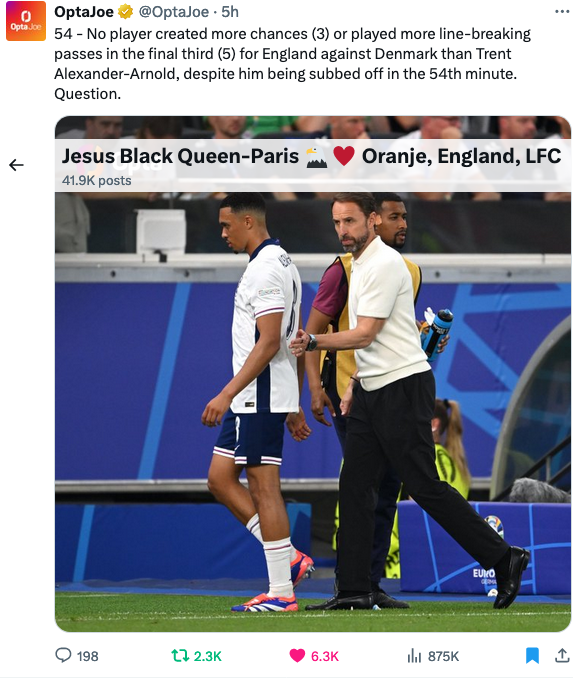 BlackQueenLara's tweet photo. #MyViewsMine Leaving @England alone or living traumatized. #Trent was the most analyzed @England's Player last week, he was 1 important Player at #DANENG & still get a storm. EXAMPLE in Stats-Pic on #Trent & #JudeBelligham in #DANENG. Who's #ThreeLions' #SCAPEGOAT? Trent https://t.co/uiA4VN0i9B