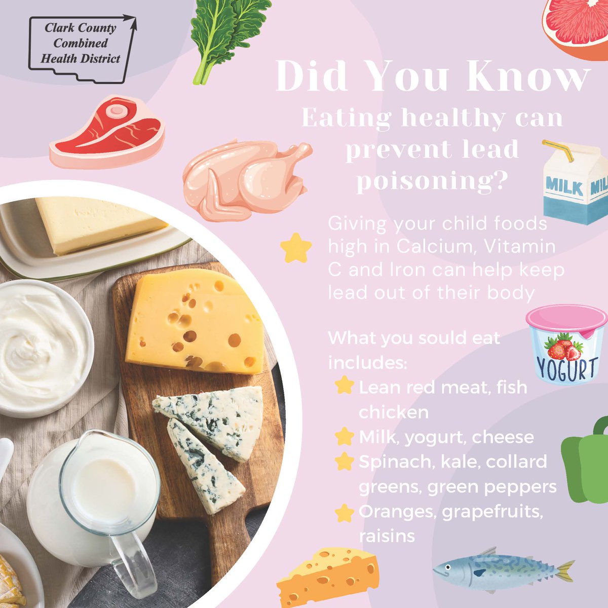 clarkcohealth's tweet photo. Did you know: Eating healthy can prevent lead poisoning?   
Learn more about lead poisoning at: https://t.co/pHlsImj0Tu https://t.co/9BQETBDbKh