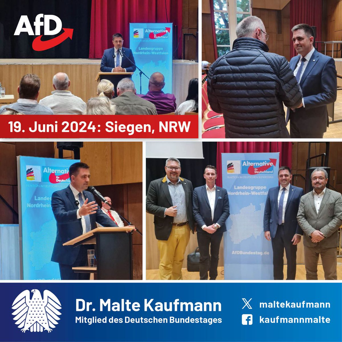 MalteKaufmann's tweet photo. Mit den Kollegen Stefan #Keuter, Frank #Rinck und Prof. Dr. Harald #Weyel auf einer #AfD-Veranstaltung in #Siegen. Vielen Dank für die Einladung, es war ein schöner Abend! https://t.co/KrqUdM6Q81