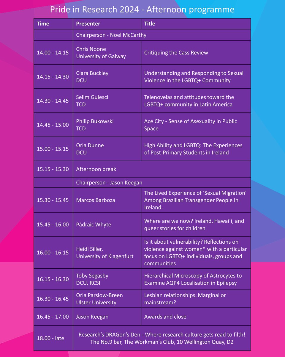 PRIDE in Research at TCD (@prideinresearch) on Twitter photo The Pride Flag is flying directly above our venue for Pride in Research 2024! Take a look at the program to see whats on offer next Thursday. Open to the public, and free to attend, please register to secure entry. <a href="/tcddublin/">Trinity College Dublin</a> <a href="/tcdlgbtstaff/">Trinity LGBT+ Staff Network</a> <a href="/Q_Soc/">Q Soc, Trinity LGBT</a>
forms.gle/L8MqVfZWAmLpq2… The Pride Flag is flying directly above our venue for Pride in Research 2024! Take a look at the program to see whats on offer next Thursday. Open to the public, and free to attend, please register to secure entry. <a href="/tcddublin/">Trinity College Dublin</a> <a href="/tcdlgbtstaff/">Trinity LGBT+ Staff Network</a> <a href="/Q_Soc/">Q Soc, Trinity LGBT</a>
forms.gle/L8MqVfZWAmLpq2…