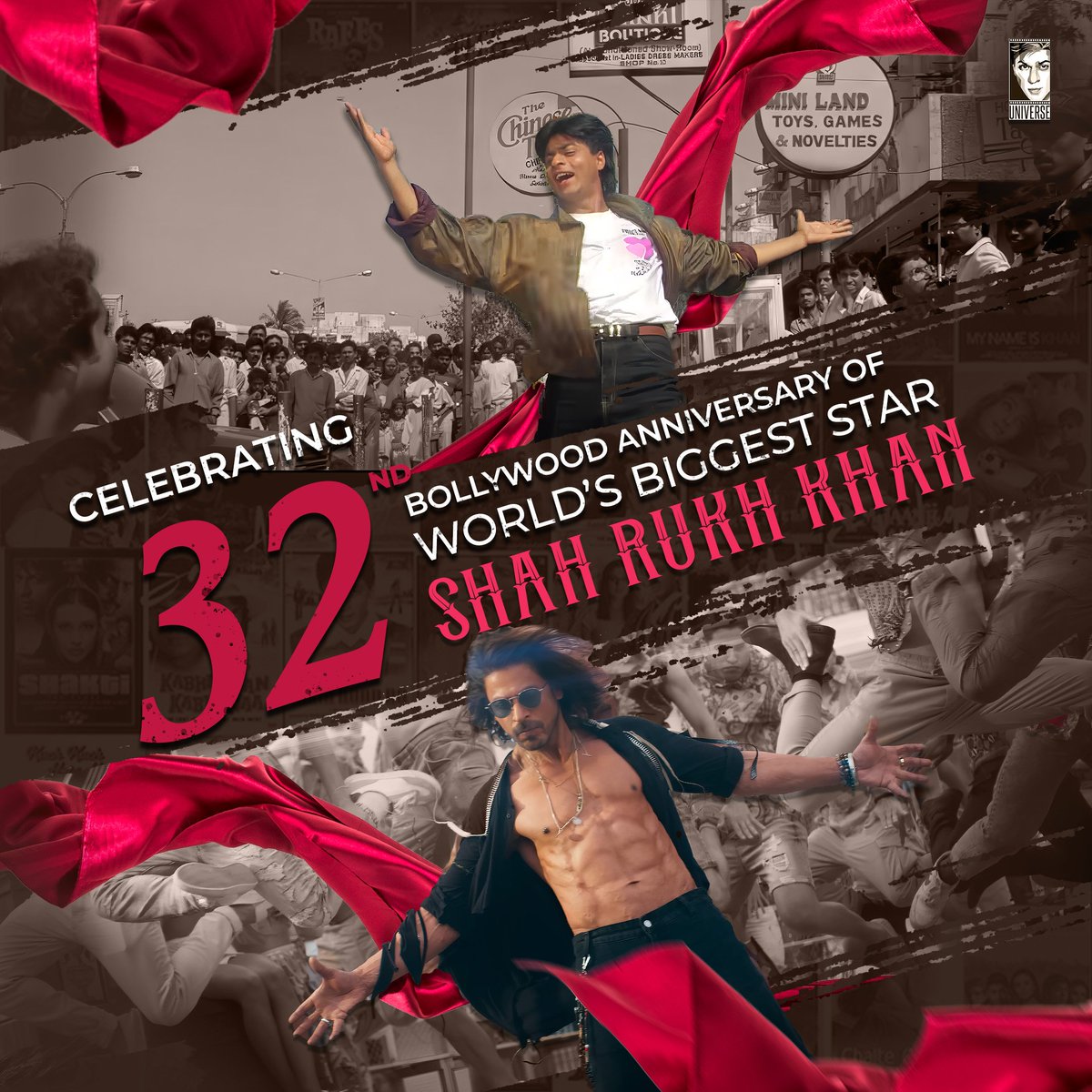 Countdown begins: From ruling as Raja to stealing our hearts as Hardy, let's celebrate 32 magical years of the MAN who redefined love! The Baadshah of Bollywood who has inspired generations and has taught the true meaning of love. ❤️ Sending all our love to the legendary King