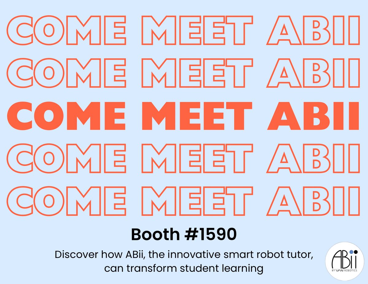 ISTE 2024 💥

ABii’s catching a flight to Denver! Will we see you there? Stop by our booth with United Robotics Group for a chance to win a free ABii Classroom Solution! 🦾

#ISTE2024 #AIinEducation #ABii #vanrobotics #smartlearning #studentengagement #ISTELive