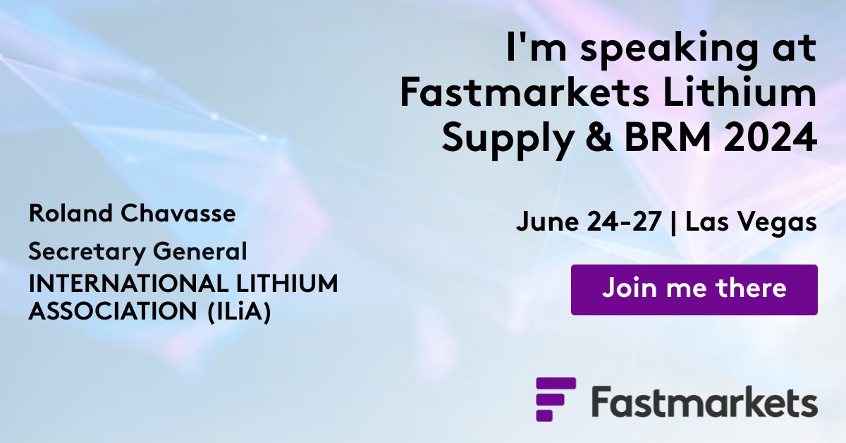 ILiA is looking forward to joining the <a href="/FastmarketsBRM/">Fastmarkets BRM</a>  event in Las Vegas! 

Members of International Lithium Association (ILiA) get a great % discount on tickets and ILiA will be holding a hashtag#lithium networking event for members too! Connect for more information.