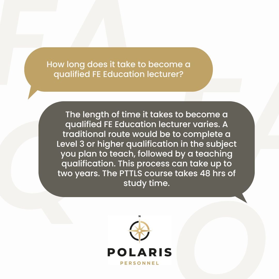 PolarisRecruit's tweet image. FAQ Friday 🌟

Ever wondered how long it takes to become a qualified FE Education lecturer? The timeline can vary based on the qualifications you have and the route you take. 

#PolarisPersonnel #NavigatingYourNextMove #SteeringYourSuccess #EducationRecruitment