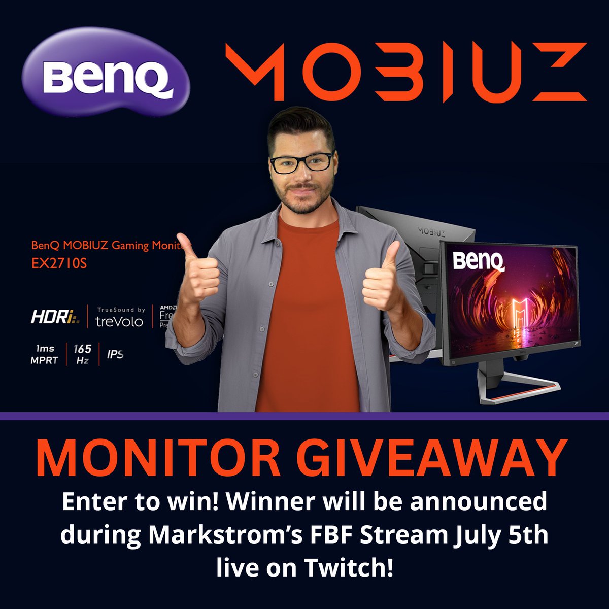 Stoked to be partnering with <a href="/BenQAmerica/">BenQ North America</a> to give away a  <a href="/MobiuzGaming/">BenQ MOBIUZ Gaming North America</a> monitor to celebrate the release of <a href="/ELDENRING/">ELDEN RING</a> #ShadowoftheErdtree #ad

To enter, head over to: 
gleam.io/Yhso5/benq-mob…

Winner will be announced live on my stream July 5th!

Good luck! 🤙