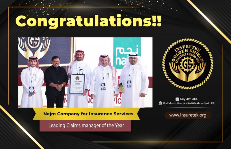 🎉 Congratulations to Najm Company for Insurance Services for winning the prestigious 𝐋𝐞𝐚𝐝𝐢𝐧𝐠 𝐂𝐥𝐚𝐢𝐦𝐬 𝐦𝐚𝐧𝐚𝐠𝐞𝐫 𝐨𝐟 𝐭𝐡𝐞 𝐘𝐞𝐚𝐫 𝐀𝐰𝐚𝐫𝐝 at the 𝐈𝐧𝐬𝐮𝐫𝐞𝐓𝐞𝐤 𝐀𝐰𝐚𝐫𝐝𝐬 𝟐𝟎𝟐𝟒 in 𝐒𝐚𝐮𝐝𝐢 𝐀𝐫𝐚𝐛𝐢𝐚!