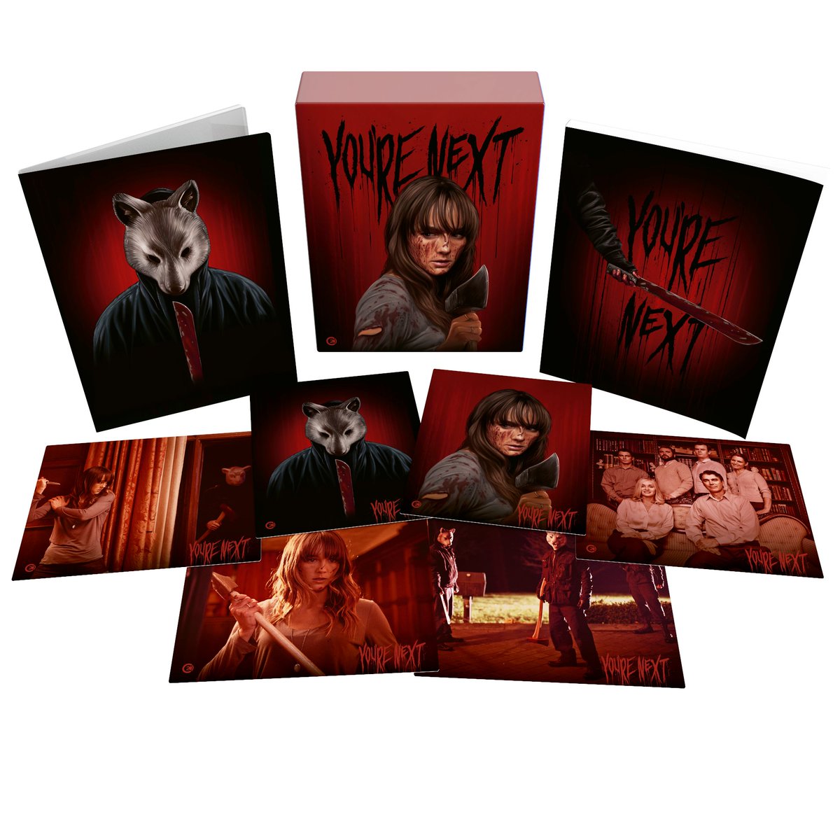 YOU’RE NEXT LTD EDITION 4K UHD &amp; Blu-ray released ​Aug 19, available to preorder now! New 4K restoration with D​olby Vision grade, new commentary + hours of new bonus material! Also includes ​120-page book + art cards. Big thanks to​ all our contributors! bit.ly/YoureNextLtd