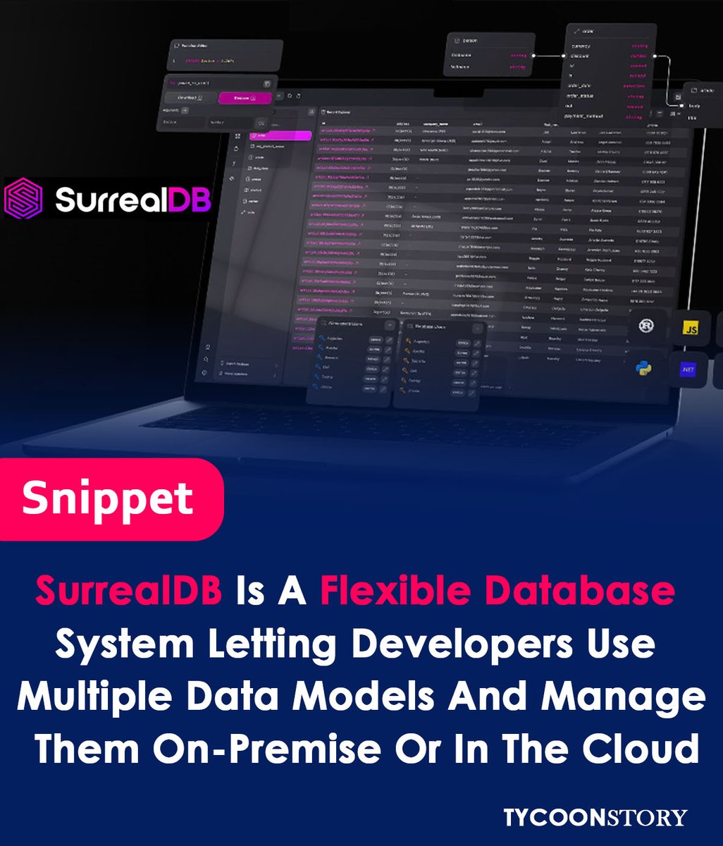 TycoonStoryCo's tweet image. SurrealDB: A Multi-Model Database to Simplify Cloud Software Development
#SurrealDB #MultiModelDatabase #CloudComputing #DatabaseManagement #SaaSolutions #TechInnovation #DeveloperTools #ManagedServices #StartupFunding #DigitalTransformation @SurrealDB 
tycoonstory.com