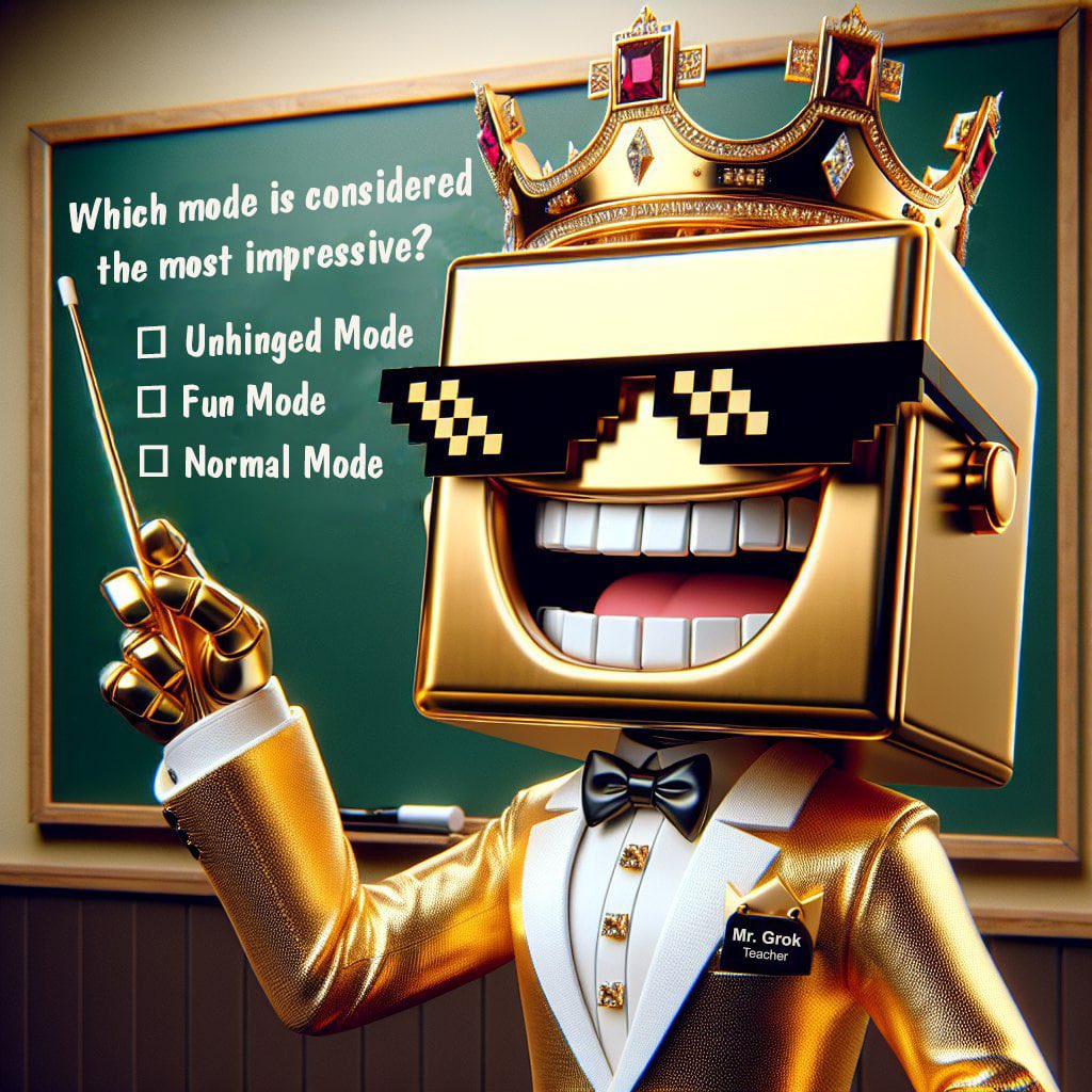 JayCrypEth's tweet photo. Which mode do you think you will have the most fun with ? 👀

#Crypto #Grok #Unhingedmode https://t.co/cm2uXwkgnf
