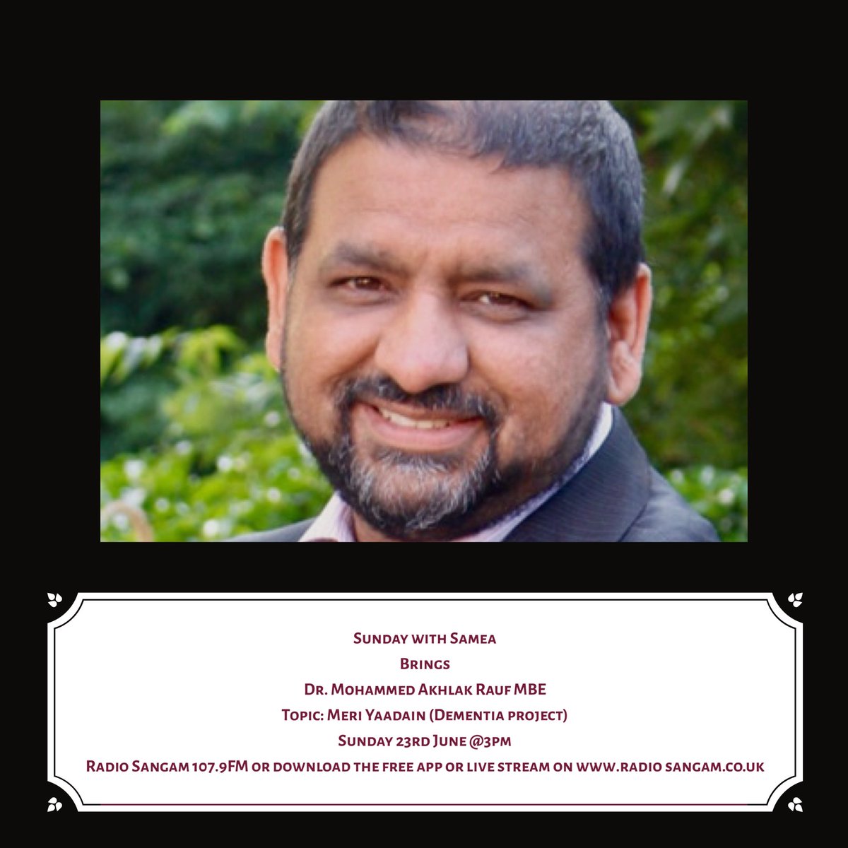 Samea Mahboob (@sameamahboob) on Twitter photo Mental health , “Dementia” is it illness or disease or disorder, find out all about MCI and formal diagnosis of any type of dementia and most importantly how “Dementia “ is perceived in South Asian communities <a href="/BME_Dementia/">Dr Mohammed A Rauf MBE 🇵🇸🇵🇰🇬🇧</a> <a href="/MeriYaadainCiC/">MeriYaadainCiC</a> <a href="/radiosangam/">Radio Sangam</a> Mental health , “Dementia” is it illness or disease or disorder, find out all about MCI and formal diagnosis of any type of dementia and most importantly how “Dementia “ is perceived in South Asian communities <a href="/BME_Dementia/">Dr Mohammed A Rauf MBE 🇵🇸🇵🇰🇬🇧</a> <a href="/MeriYaadainCiC/">MeriYaadainCiC</a> <a href="/radiosangam/">Radio Sangam</a>