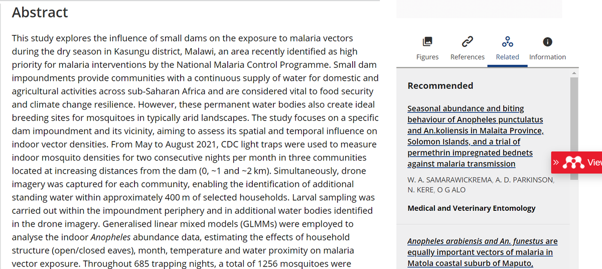 Small dams drive Anopheles abundance during the dry season in a high malaria burden area of Malawi. Paper in <a href="/MedVet_Ent/">Medical & Veterinary Entomology</a> underscore importance of targeted interventions near small dams to mitigate malaria transmission during the dry season doi.org/10.1111/mve.12… <a href="/MLW_Programme/">Malawi Liverpool Wellcome Programme</a>