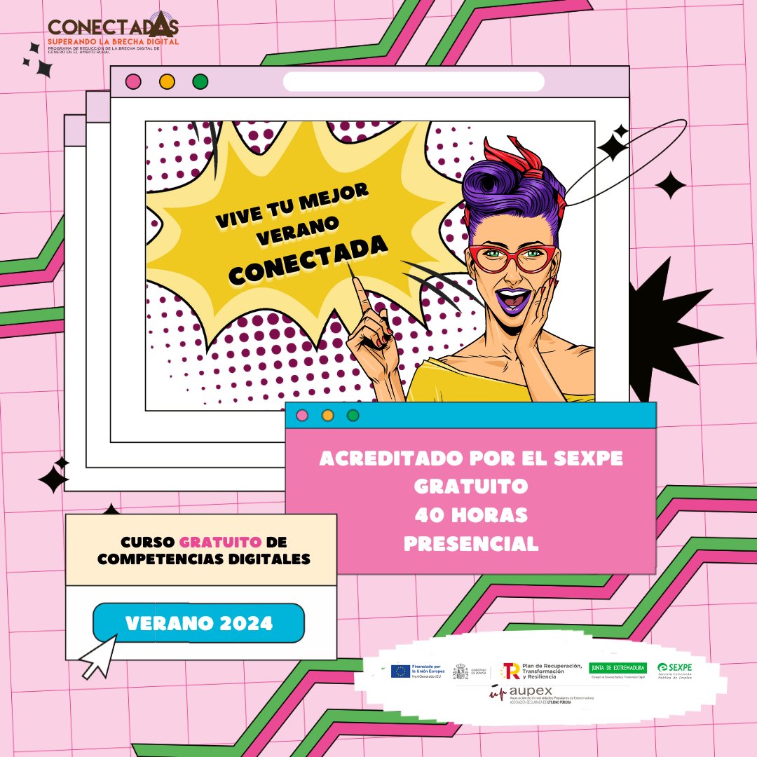 ConectadasExt's tweet image. ☀️Este verano, 𝐬𝐞𝐠𝐮𝐢𝐦𝐨𝐬 𝐨𝐟𝐫𝐞𝐜𝐢𝐞𝐧𝐝𝐨 𝐜𝐮𝐫𝐬𝐨𝐬 por toda 𝐸𝑥𝑡𝑟𝑒𝑚𝑎𝑑𝑢𝑟𝑎 para empoderar a las mujeres en el uso de la tecnología.

¿Qᴜᴇ́ ᴀᴘʀᴇɴᴅᴇʀᴀ́s?
🚀mejorar tus habilidades tecnológicas
🚀crear contenido digital
🚀gestiones administrativas...