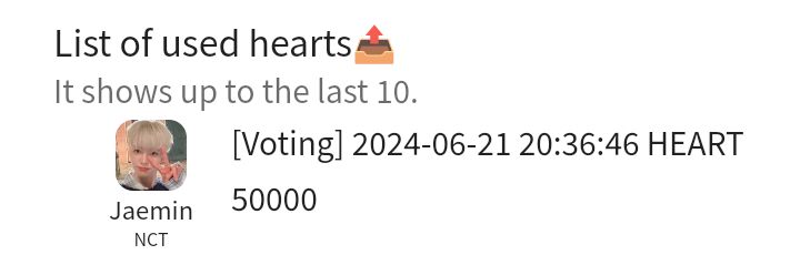 storevoteid's tweet photo. Done vote 50K Hearts for #JAEMIN  ✅

Thank you for participating😊

#storevoteidproof @storevoteid https://t.co/aVwiZJoWKO
