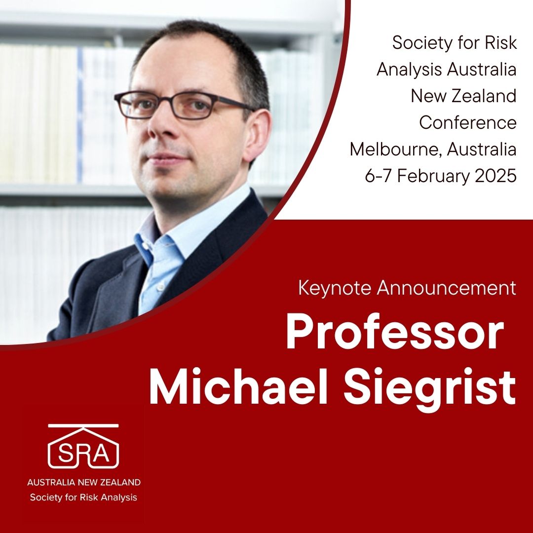 Society for Risk Analysis (ANZ) (@sra_anz) on Twitter photo *Drumroll Please* 🥁 Our first Keynote Presenter for the SRA ANZ 2025 conference (6-7 Feb, Melbourne) will be Prof Michael Siegrist! Abstracts Open 22 July.
More info -> sra.org/regional-organ…
<a href="/RiskyAcademics/">Risky Academics</a> <a href="/RiskScienceInfo/">Risk science</a> <a href="/SRAEurope/">SRAEurope</a> <a href="/SocRiskAnalysis/">SRA - Society for Risk Analysis</a> *Drumroll Please* 🥁 Our first Keynote Presenter for the SRA ANZ 2025 conference (6-7 Feb, Melbourne) will be Prof Michael Siegrist! Abstracts Open 22 July.
More info -> sra.org/regional-organ…
<a href="/RiskyAcademics/">Risky Academics</a> <a href="/RiskScienceInfo/">Risk science</a> <a href="/SRAEurope/">SRAEurope</a> <a href="/SocRiskAnalysis/">SRA - Society for Risk Analysis</a>
