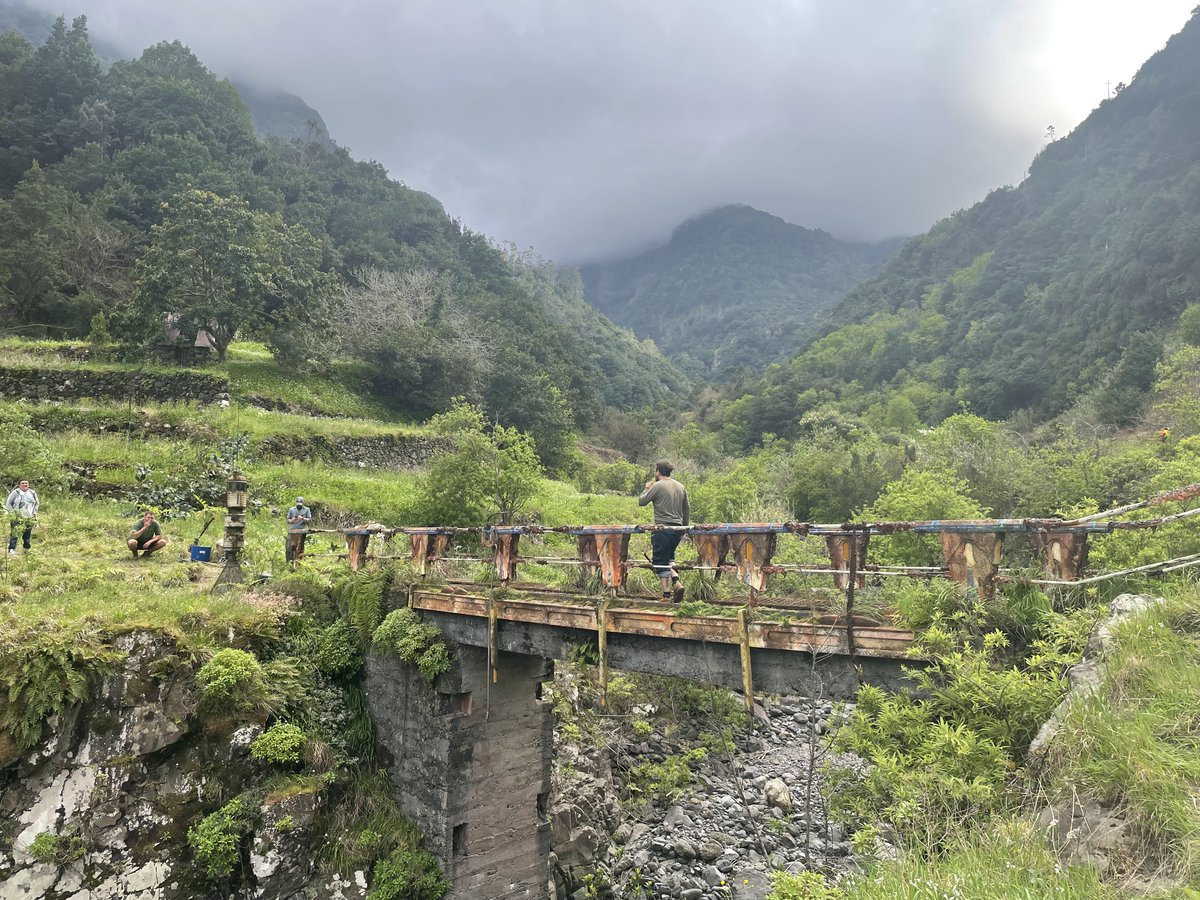 Tough Location to find and get down to as it was in a Valley off the beaten track. The Landing site was at the base of a valley in beautiful #maderia. Set dec working on the bridge. #StarWars #TheAcolyte