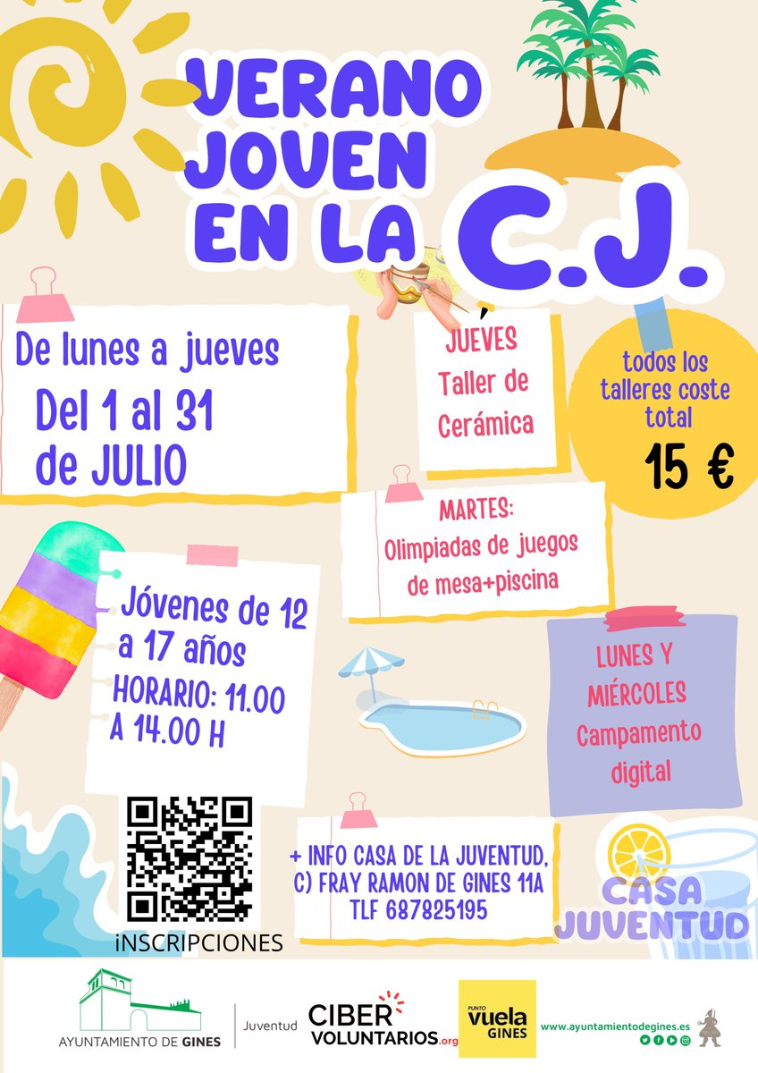 Si tienes entre 12 y 17 años o eres su padre/madre esto te interesa 😊 , ocupa tu tiempo en verano de una forma divertida e instructiva, os dejamos el enlace para la inscripción forms.office.com/e/18yqRgYcp4