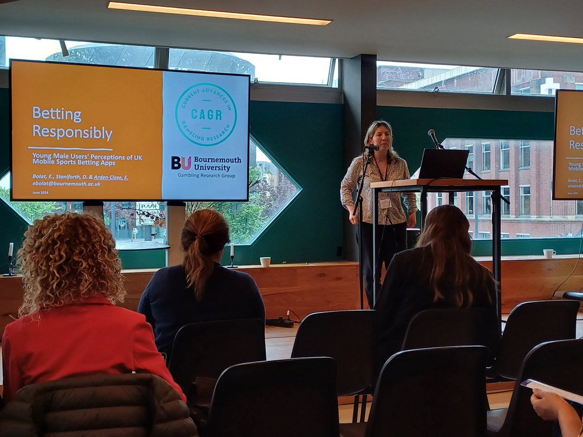 Research Session 6 - Emily <a href="/ArdenClose/">Dr Emily Arden-Close</a> takes us through 'Betting responsibly: Young male users' perceptions of UK mobile sports betting apps'. 
#CAGR2024