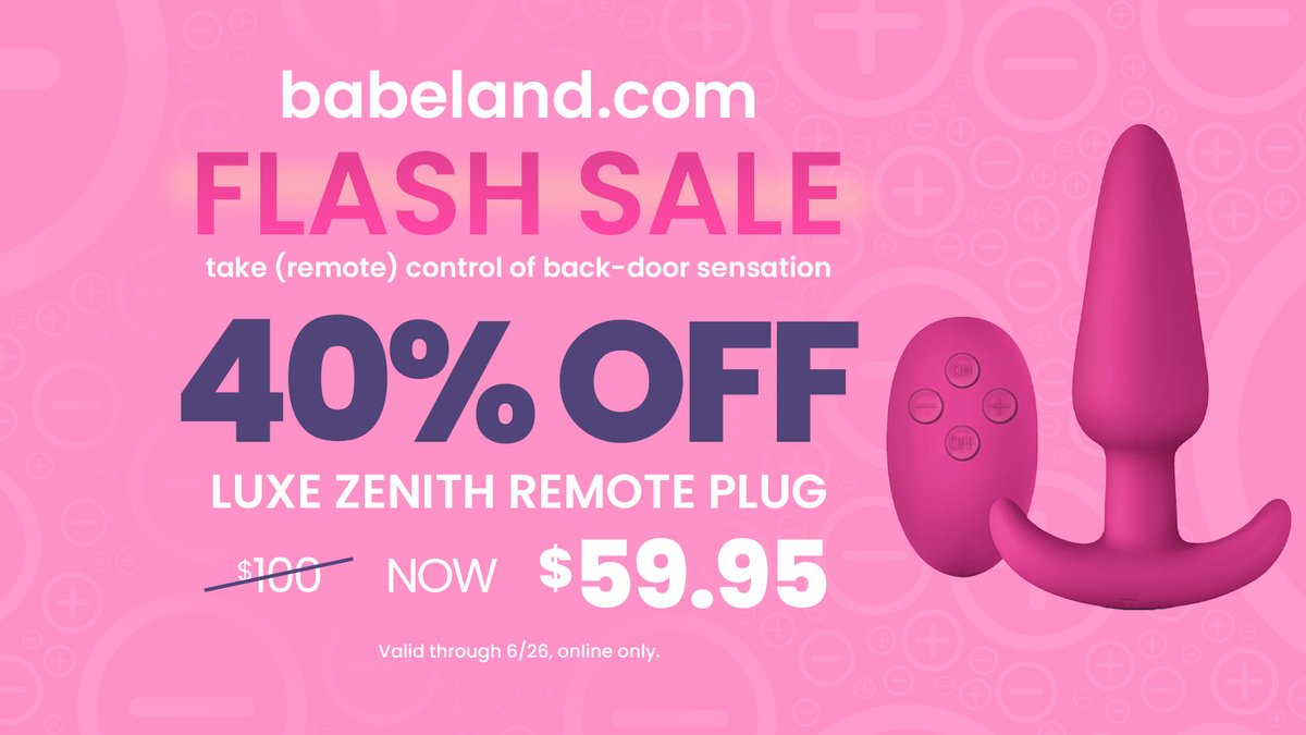 Get weekend ready with 40% off Luxe Zenith Remote Plug pink 😜

Through 6/26 only: babeland.com/sex-toys/p/BLD…