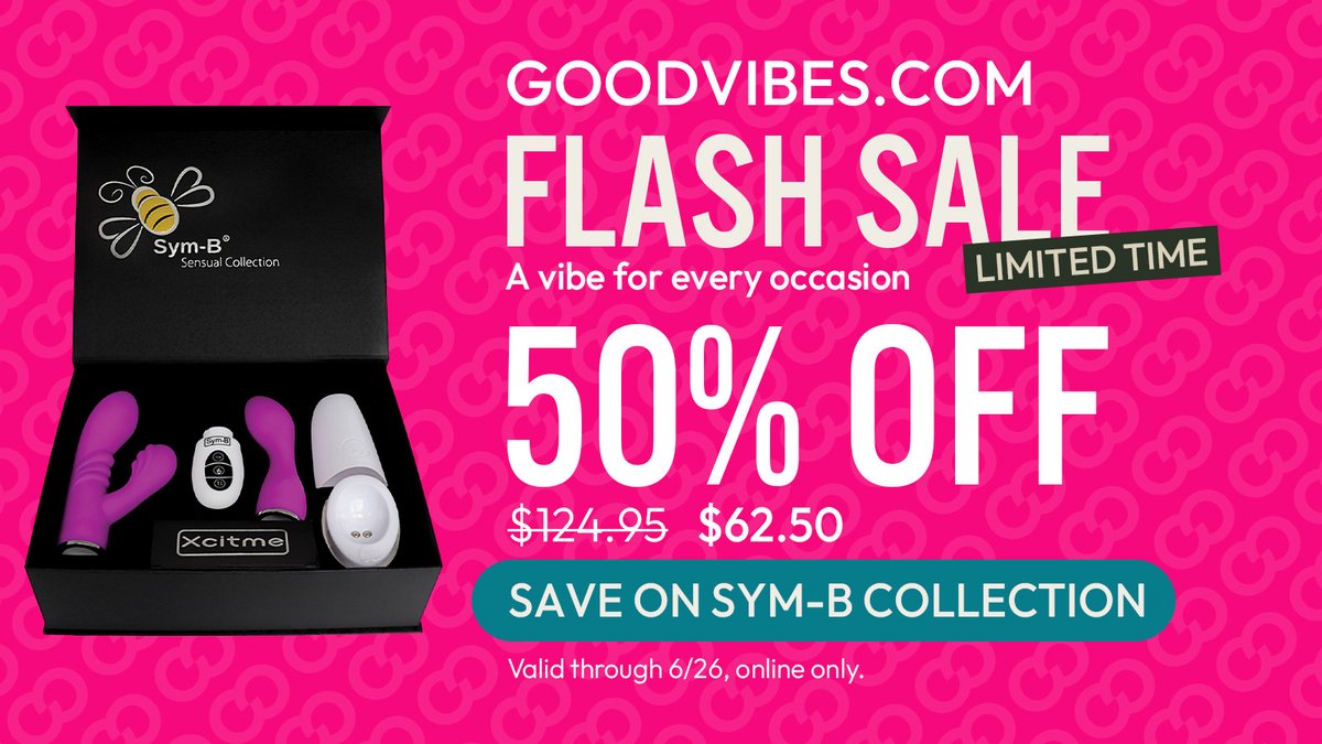 Kick the weekend off with 50% off the Sym-B Sensual Collection 😜  through 6/26 only!

goodvibes.com/sex-toys/p/GVD…
