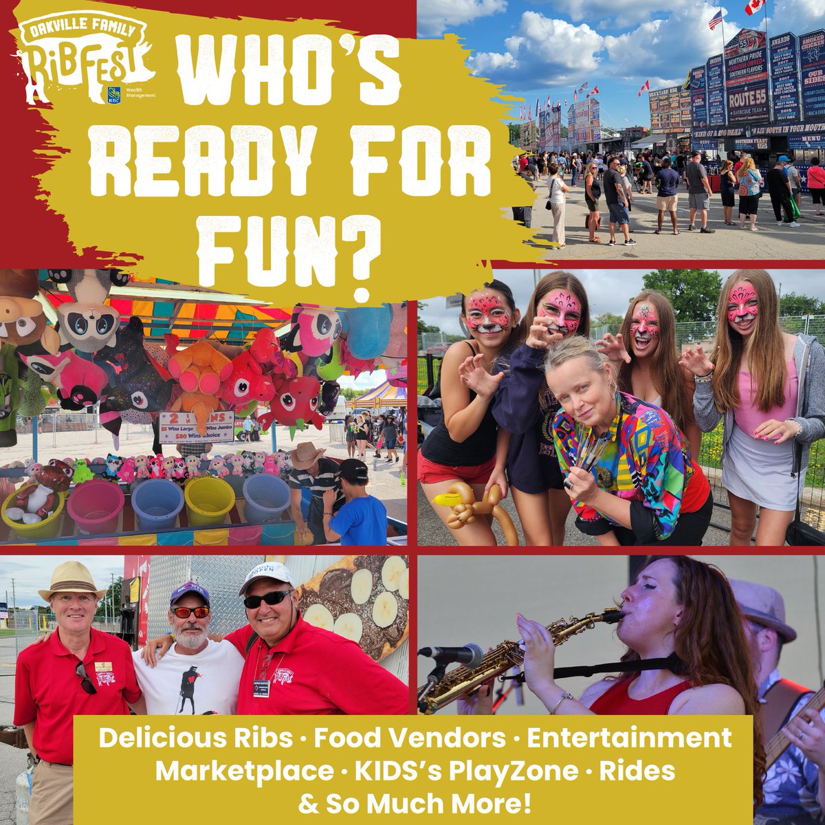 Who's ready for some fun?! 🤩 The Oakville Family Ribfest opens today! 🎉 Delicious food, live music, rides, games, and so much more!!  🍖🍦🎵🛍

Check out all the details and schedules for this weekend's exciting activities and entertainment at oakvillefamilyribfest.com