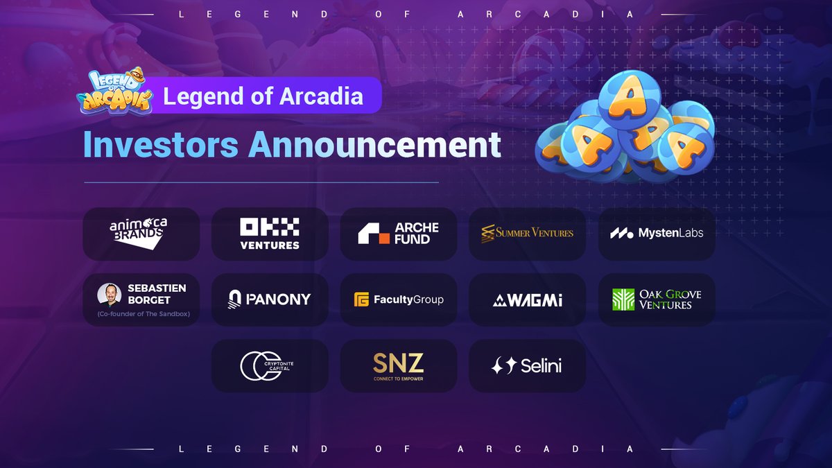LegendofArcadia's tweet photo. Let’s raise our glasses and give our esteemed investors a warm welcome! 🥂

With their unwavering backing, we're set to revolutionize #GameFi, empowering you to own and rule your virtual adventures like never before! 🎮💥

📙 Read more: https://t.co/M5Ralf5vL5 https://t.co/hEfMsiGVQC