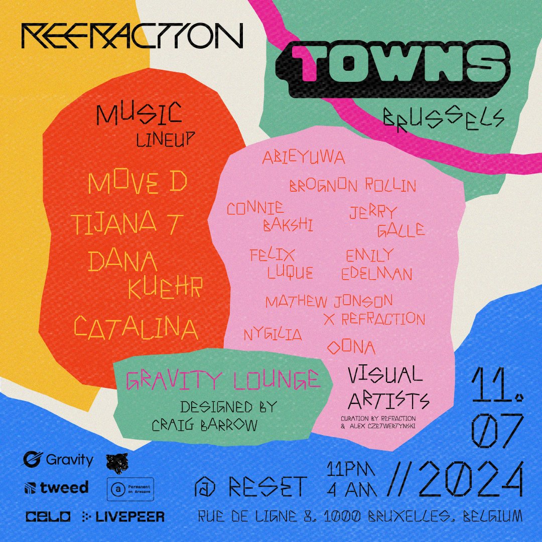 refraction_irl's tweet image. Pour la première fois, Refraction x Towns takes over Brussels for a special evening at the cultural arts space Reset, with House Legend Move D alongside Tijana T, Dana Kuehr &amp;amp; ​​Catalina.

We are also partnering with the local collective Chanoirs, on an exhibition from the 4th…