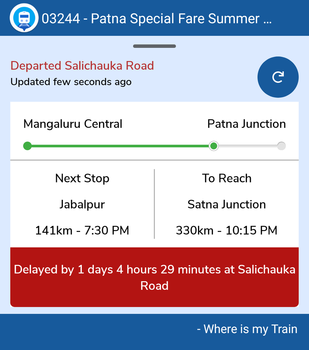 JalalrazaGAF's tweet photo. छुट्टी का मज़ा लीजिये Check out the running status of Patna Special Fare Summer Special

 https://t.co/9r2oIeVlOd https://t.co/Itv08iWUzD