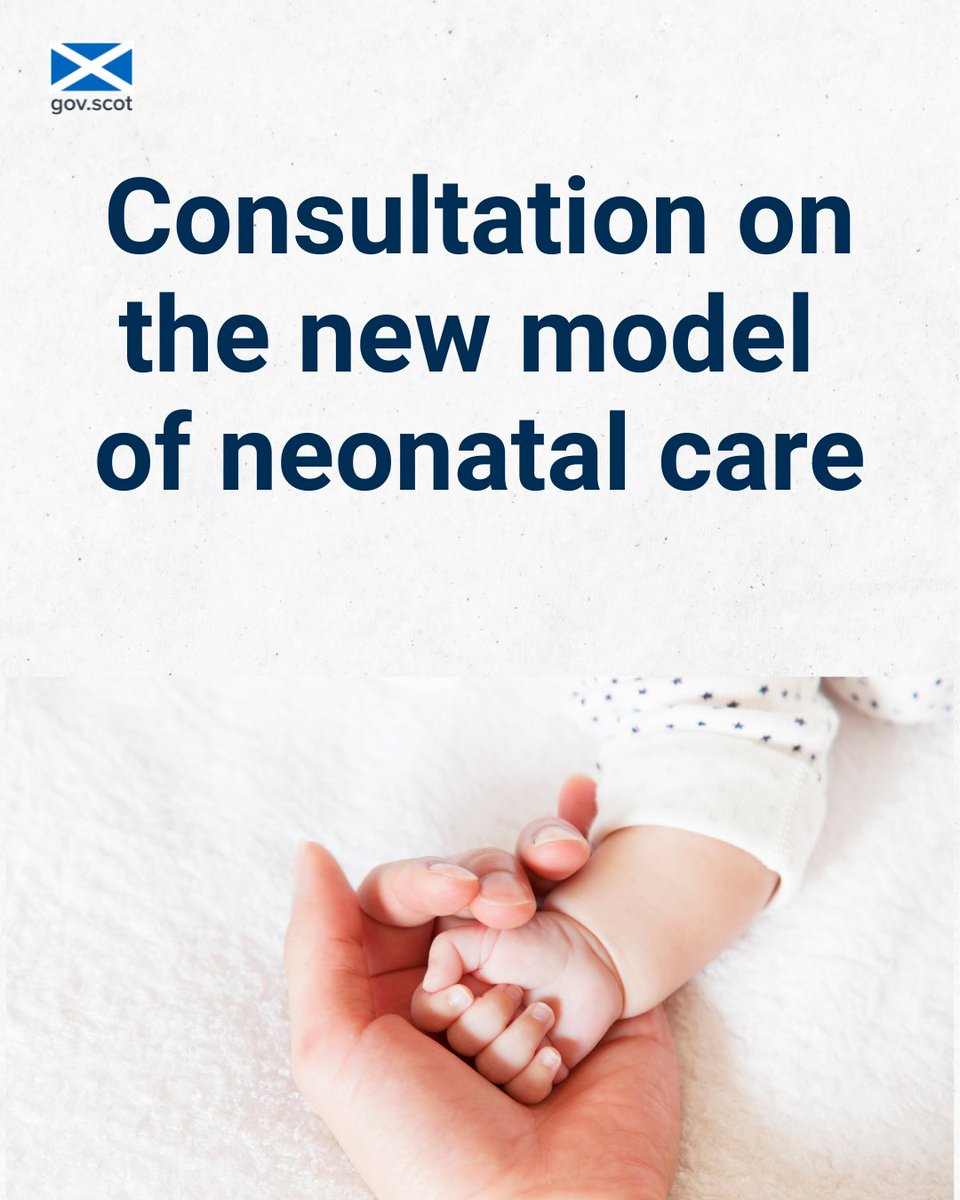 We are introducing a new model of neonatal care in Scotland for the smallest and sickest babies

We want to hear from families to inform implementation and design of the new model - our consultation is open for views until 8 July 2024

Respond here➡️ ow.ly/uuCX50Sn7Xg
