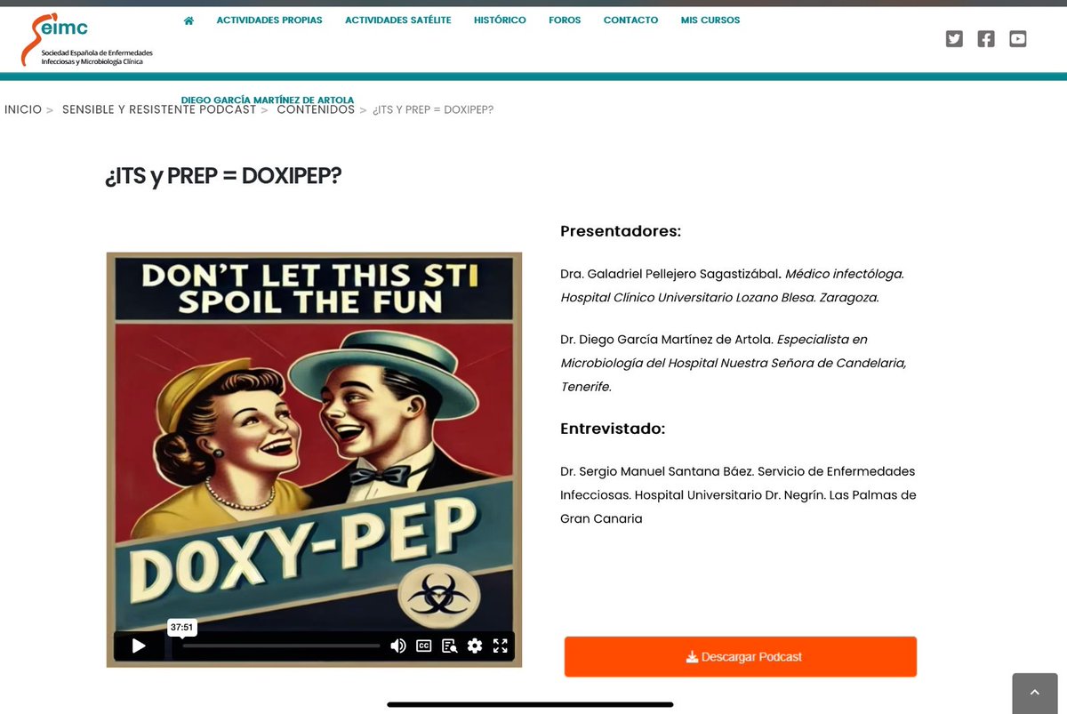 Pues hoy por fin sale el capítulo de #SensibleyResistente donde hablamos de las ITS, de la PREP, de la DOXYPEP... nos encantan las siglas