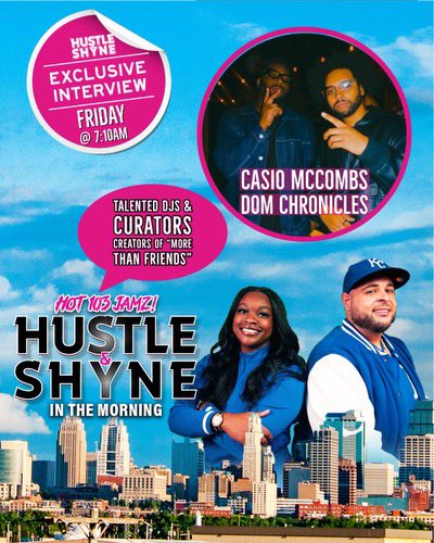 starrkttracy's tweet photo. We have special guests the creators of #MoreThanFriendsXO, @casiomccombs x @domchronicles on #HustleAndShyneITM 🎙️ Right Now on @hot103jamz 📲 https://t.co/YAlG4HMCyS