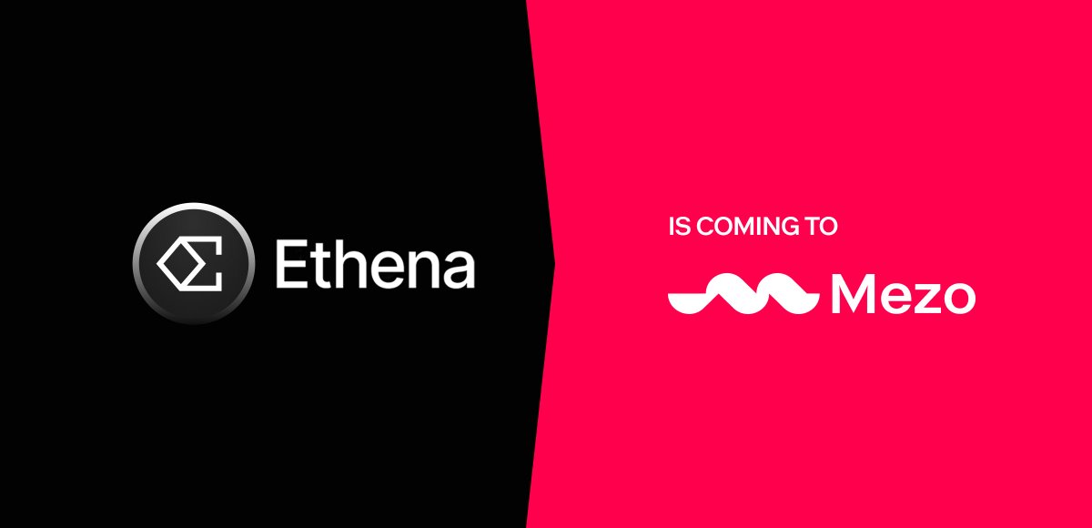 Mezo (@mezonetwork) on Twitter photo Mezo 🤝 <a href="/ethena_labs/">Ethena Labs</a>
We are excited to bring Bitcoin-backed stables to Mezo with Ethena.
Starting today, you can stake $USDe and generate a Mezo Score + 20x sats/day boost from Ethena.
More info below 🧵⬇️ Mezo 🤝 <a href="/ethena_labs/">Ethena Labs</a>
We are excited to bring Bitcoin-backed stables to Mezo with Ethena.
Starting today, you can stake $USDe and generate a Mezo Score + 20x sats/day boost from Ethena.
More info below 🧵⬇️