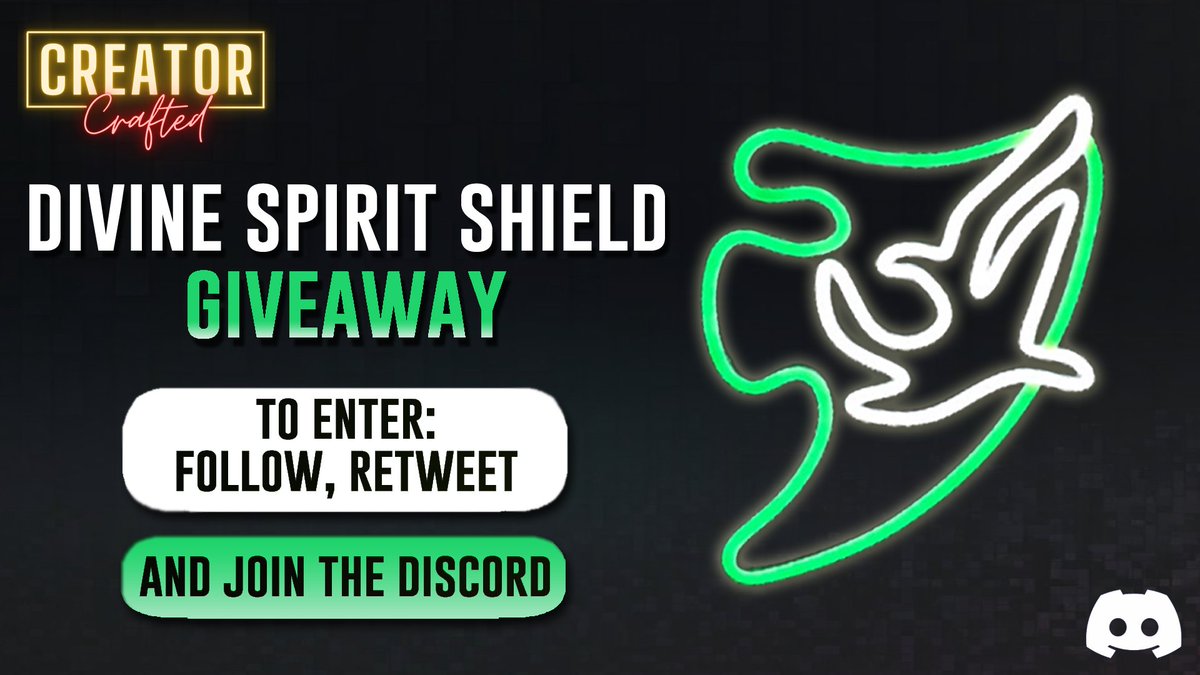CreatorCrafted (@creatorcrafted) on Twitter photo 🛡️Divine Spirit Shield Giveaway🛡️
We have made a community discord server!
To celebrate we are giving away x1 LED Sign
To Enter:
- Join here: discord.gg/eY644VzVEe
- Follow <a href="/CreatorCrafted/">CreatorCrafted</a>
- RT this post
Good luck everyone!
Ends 30th June 🛡️Divine Spirit Shield Giveaway🛡️
We have made a community discord server!
To celebrate we are giving away x1 LED Sign
To Enter:
- Join here: discord.gg/eY644VzVEe
- Follow <a href="/CreatorCrafted/">CreatorCrafted</a>
- RT this post
Good luck everyone!
Ends 30th June