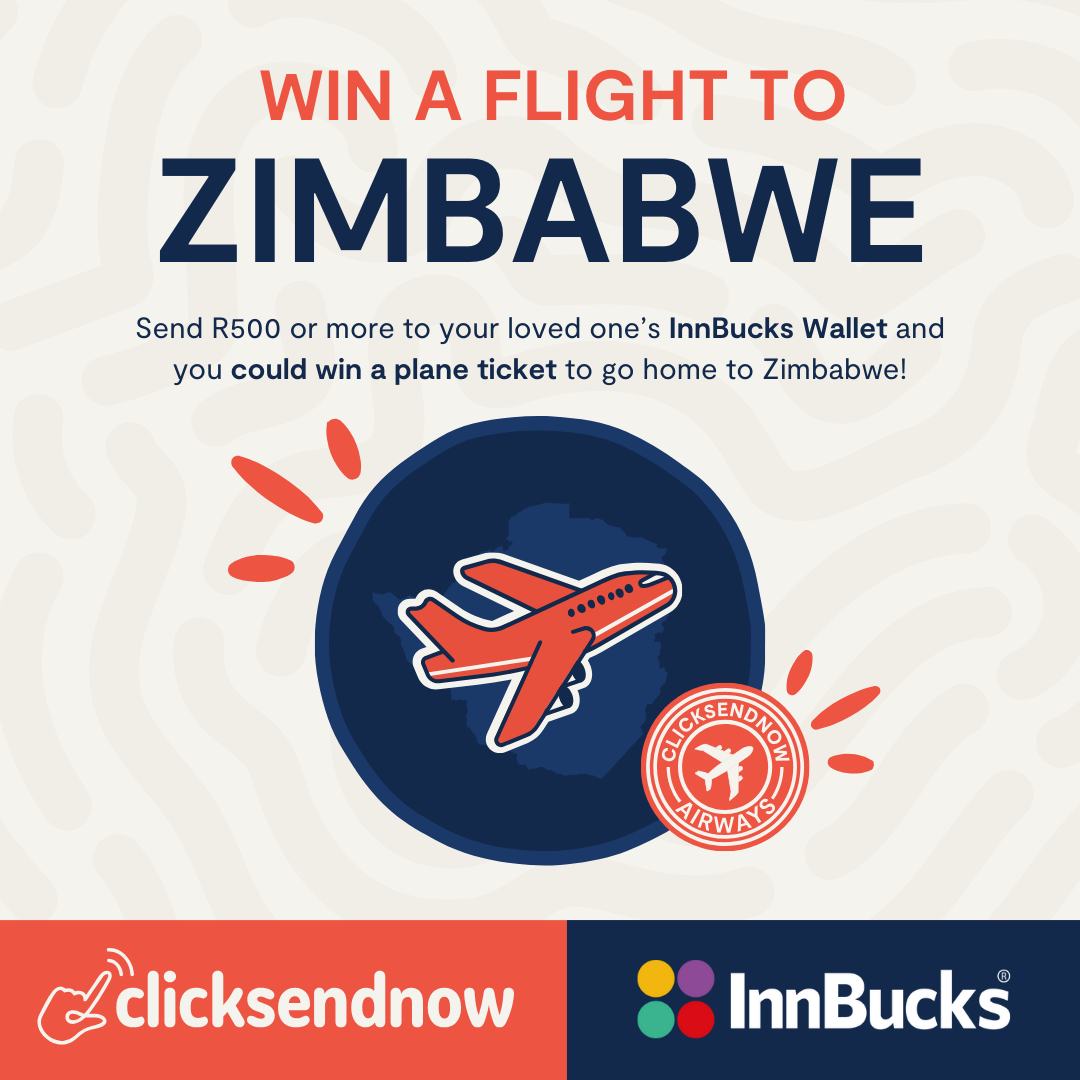 Inn_Bucks's tweet photo. Tell your loved ones to send R500 or more into your #InnBucks Wallet via #Clicksendnow and they will get a chance to WIN a flight back home - kumusha, ekhaya! Here’s how:

•  Send money with Clicksendnow between June 16th and July 1st
•  Minimum send amount: R500
•  You can enter up to 3 times!

Clicksendnow will announce three lucky winners on July 1st!