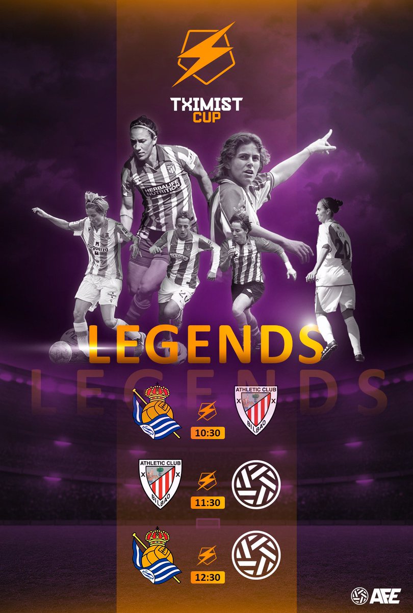 ⚽️ La Selección #AFEFútbol Veteranas hará su debut mañana en la categoría Legends de la @TximistCup.

⚔️ Se enfrentará en un triangular a las leyendas de la <a href="/RealSociedadFEM/">Real Sociedad Femenino</a> y del <a href="/AthleticClubFem/">Athletic Club</a>.

📅 Sábado 22 de junio.
📍Campo principal de Hondarribia.

⏱️10:30 / Real Sociedad