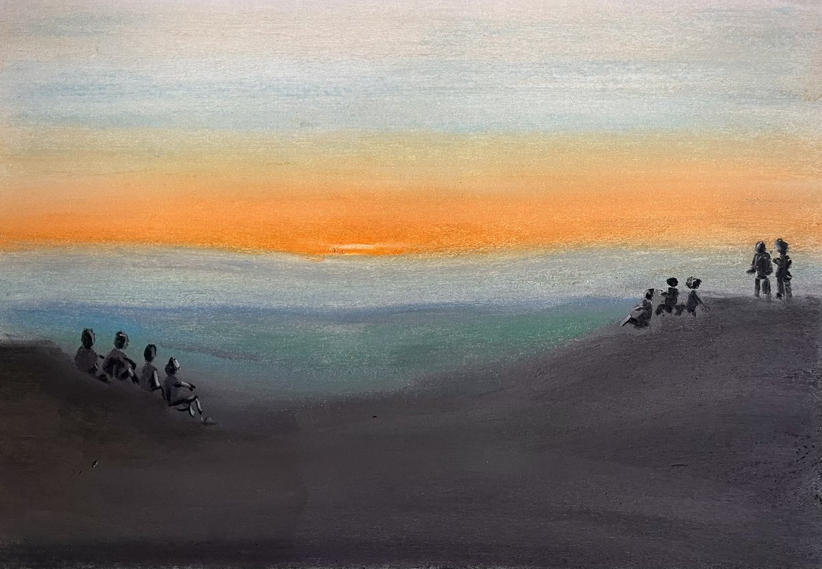 DavidSmith21969's tweet photo. @LauraSkylark @BobJ60715385 @SoftlyInTheDusk @arts_cara Hope you all well. Have a good Solstice Day. Back in the sketching mood. Well a 2.20am start with a fabulous sunrise at 4.40am. #Arborlow #Derbyshire. “Waiting for Sunrise” Pastels on White A3 Energised by everything the area offers #SolsticeDay https://t.co/W3l96u68Ui