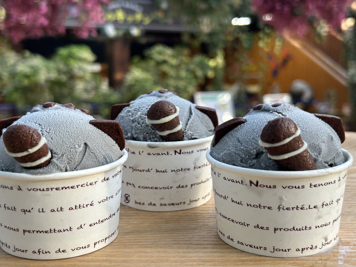 マヌルネコをイメージした黒ゴマ味のジェラート 「マヌルのかくれんぼ