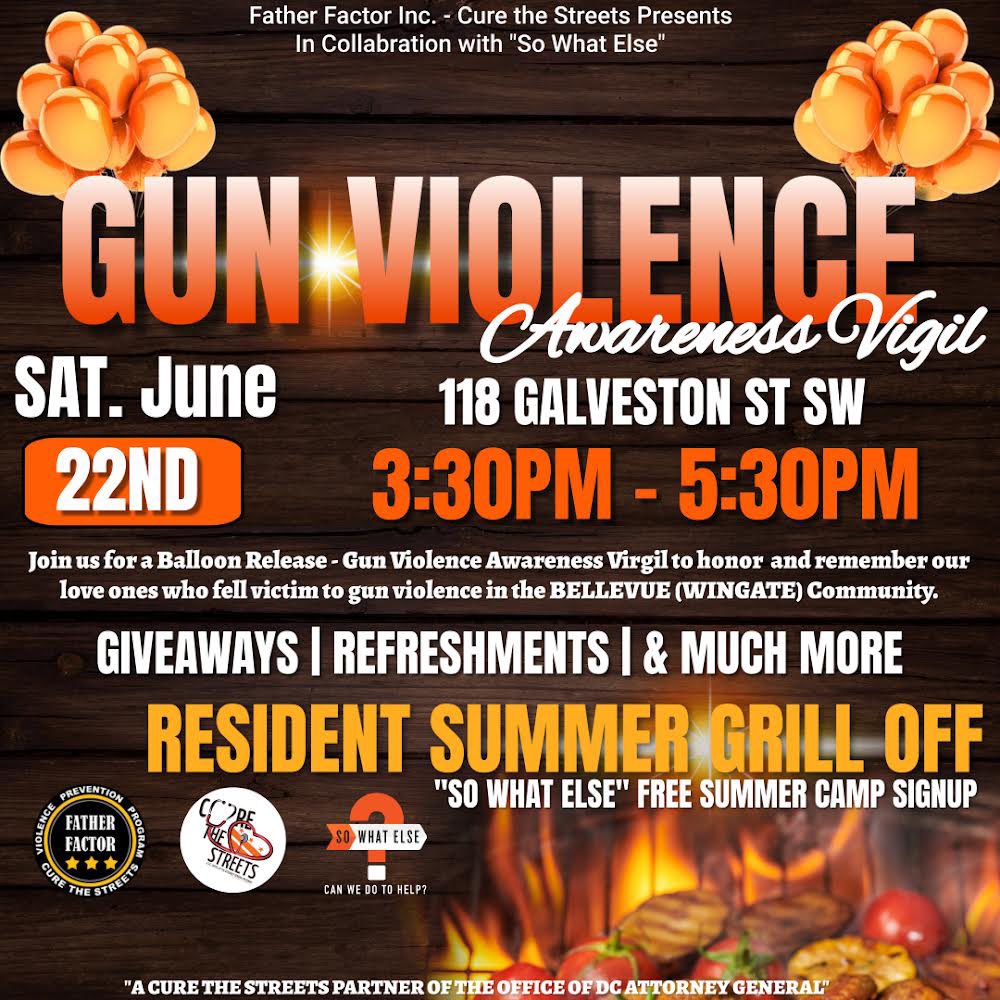 cure_dc's tweet photo. Join our Bellevue Cure Team on Saturday June 22nd from 3:30pm - 5:30pm for a Balloon Release🧡 - Gun Violence Awareness Vigil to honor and remember our love ones who fell victim to gun violence. #curecares #stoptheviolence #ffinc #curethestreetsdc #wearorange #endgunviolence https://t.co/aBikqjjnIW
