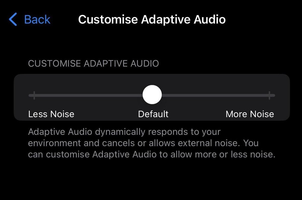 ifrnb's tweet photo. La beta para los AirPods Pro permite ajustar la intensidad de la cancelación de ruido. https://t.co/PdsjGxc2I2