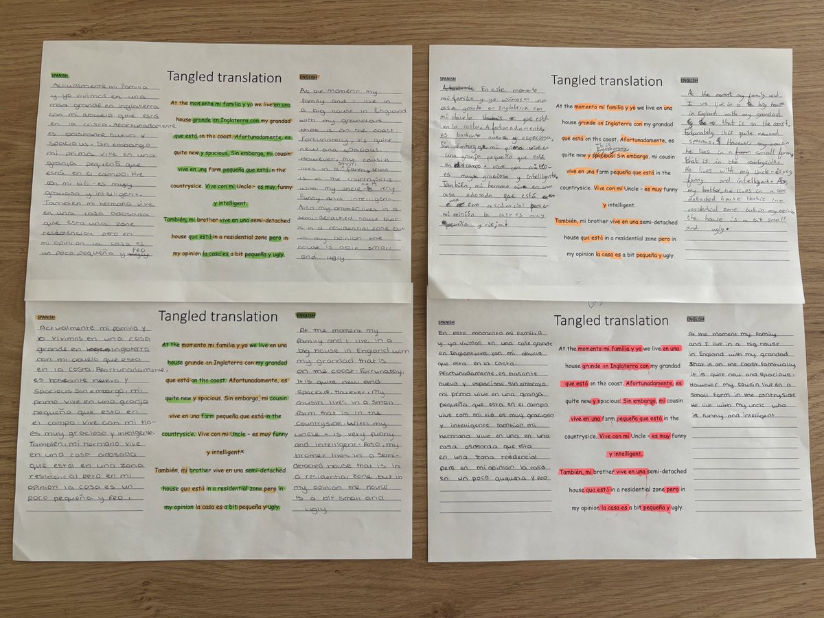 Year 7 tangled translations 🇪🇸 #mfltwitterati