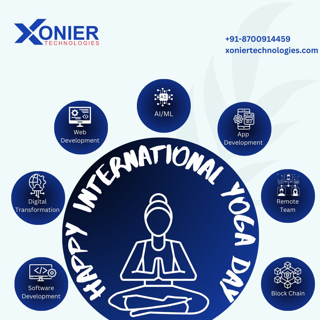 XoniertechInc's tweet image. Happy International Yoga Day from Xonier Technologies! Let's stretch, breathe, and find balance together for a healthier and more productive work life. Namaste!"
#MobileApplicationDeveloper #xoniertech #webdeveloping #softwarecompany #yogaday2024