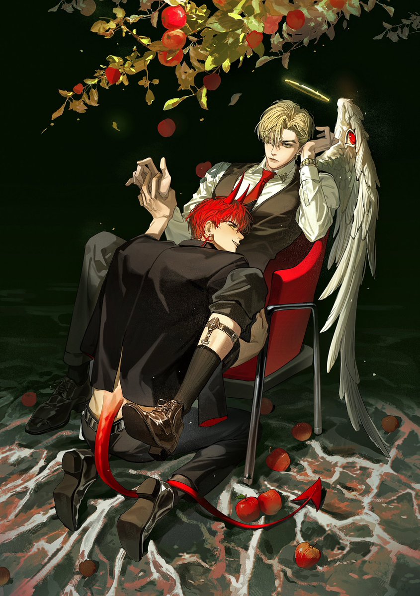 royannnn's tweet photo. 禁果🍎。更一张插画～
#地狱实习生 #原创漫画 #漫画 https://t.co/0Q3jiviP0q