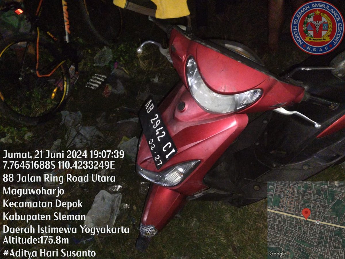 merapi_uncover's tweet photo. [Breaking News] Terjadi laka  utrun timur casagrande Yogyakarta , Korban henti nafas henti nadi,  Korban di bawa ambulance menuju rs bhayangkara.

Untuk identitas belum sempat melihat |@obiezul1 https://t.co/cQoEQVQVrQ